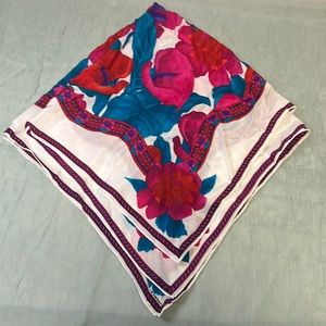 Liz Claiborne Pink Purple Green Paisley and Floral Vintage Scarf